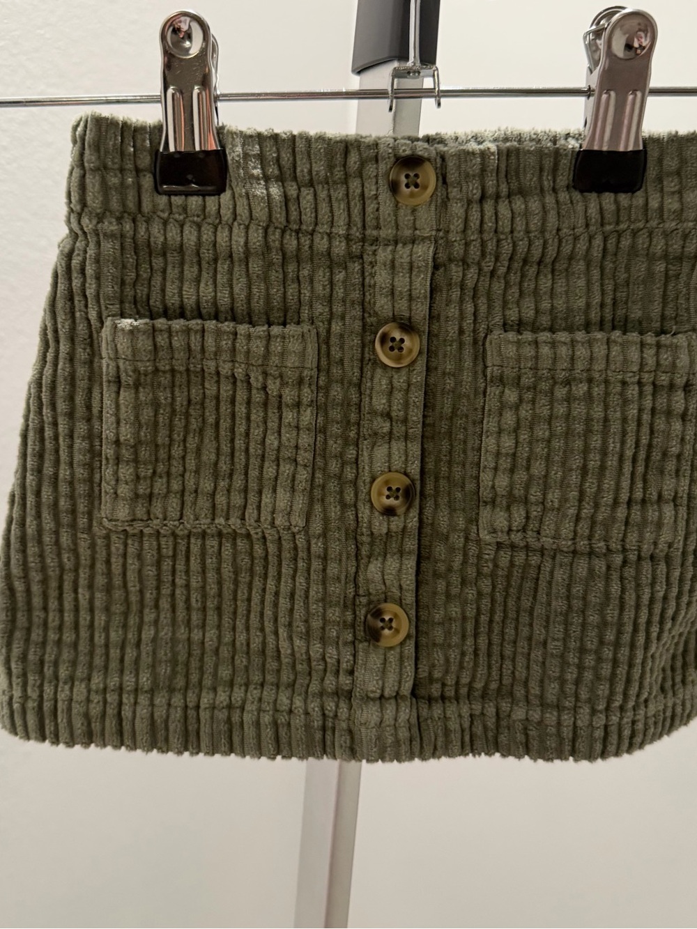 wonder nation Olive Ribbed Button-Front Mini Skirt
